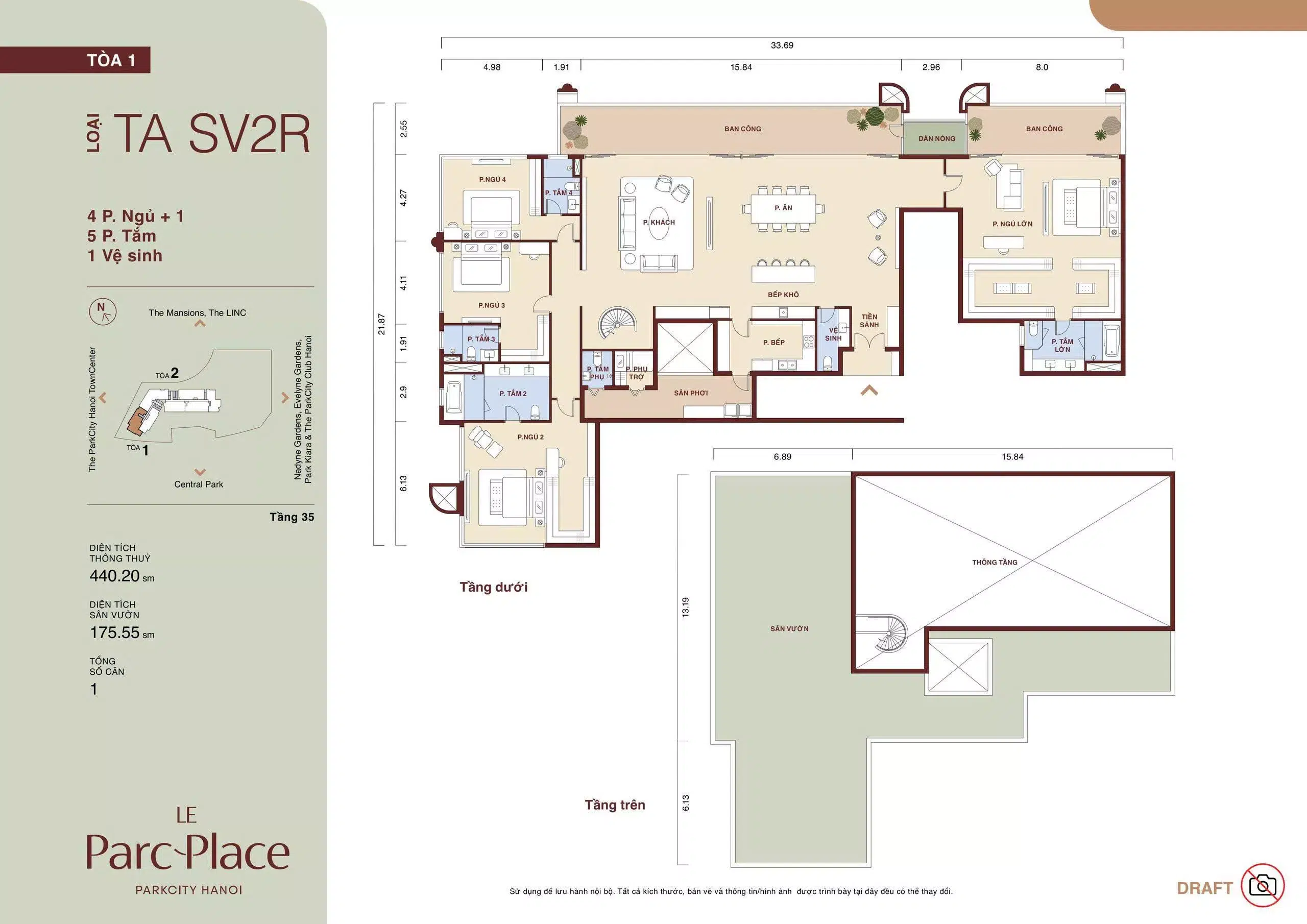 Mat bang sky villa TA SV2R Le Parc Place