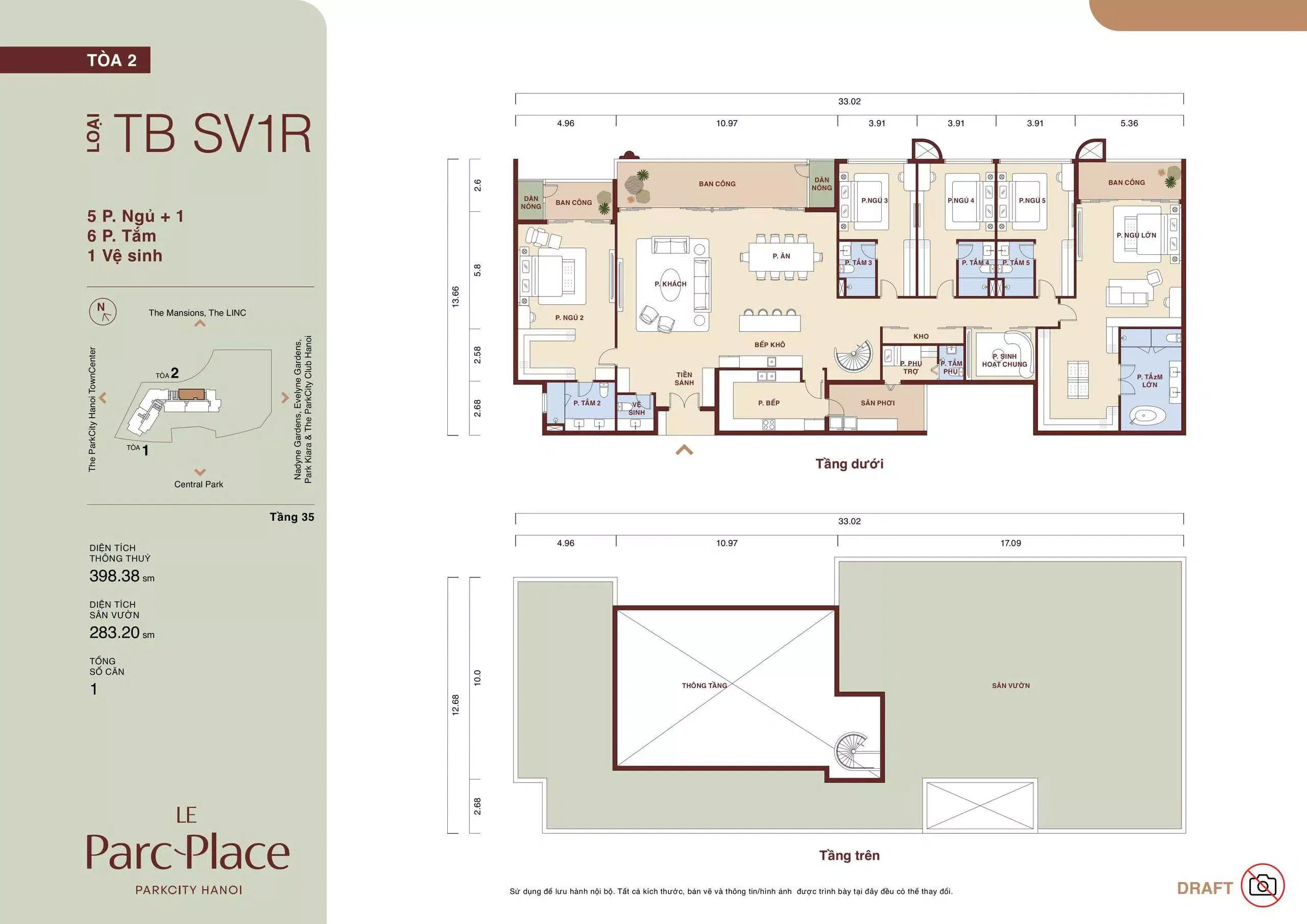Mat bang sky villa TB SV1R Le Parc Place