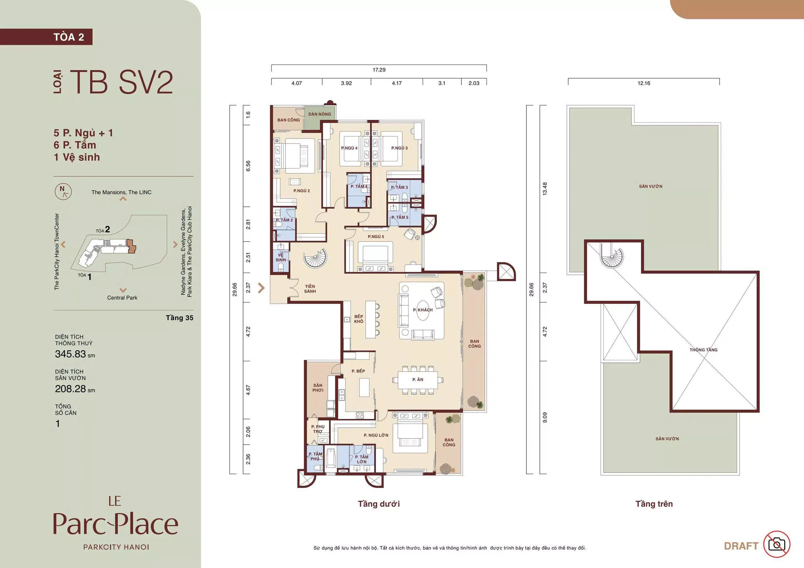 Mat bang sky villa TB SV2 Le Parc Place