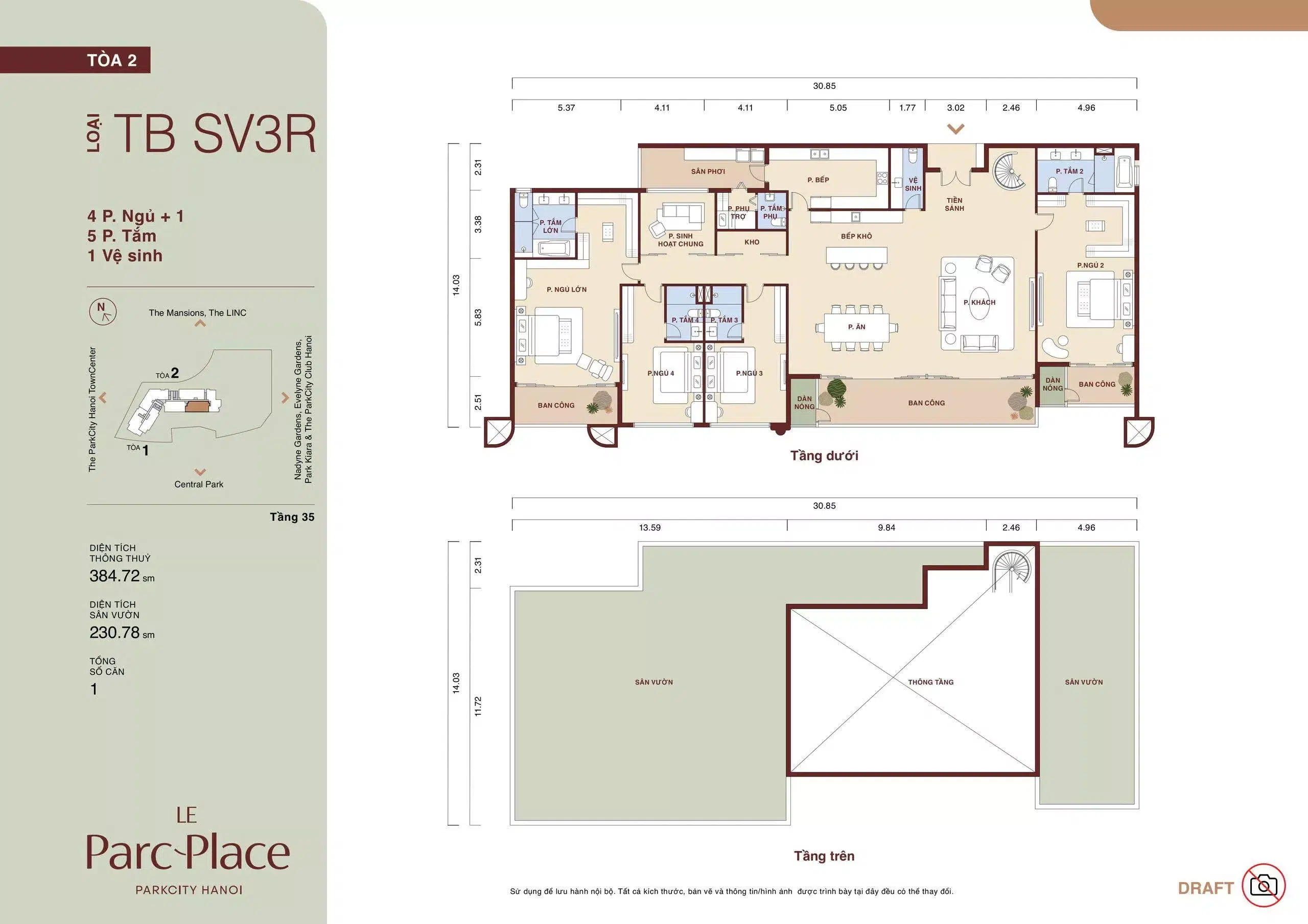Mat bang sky villa TB SV3R Le Parc Place