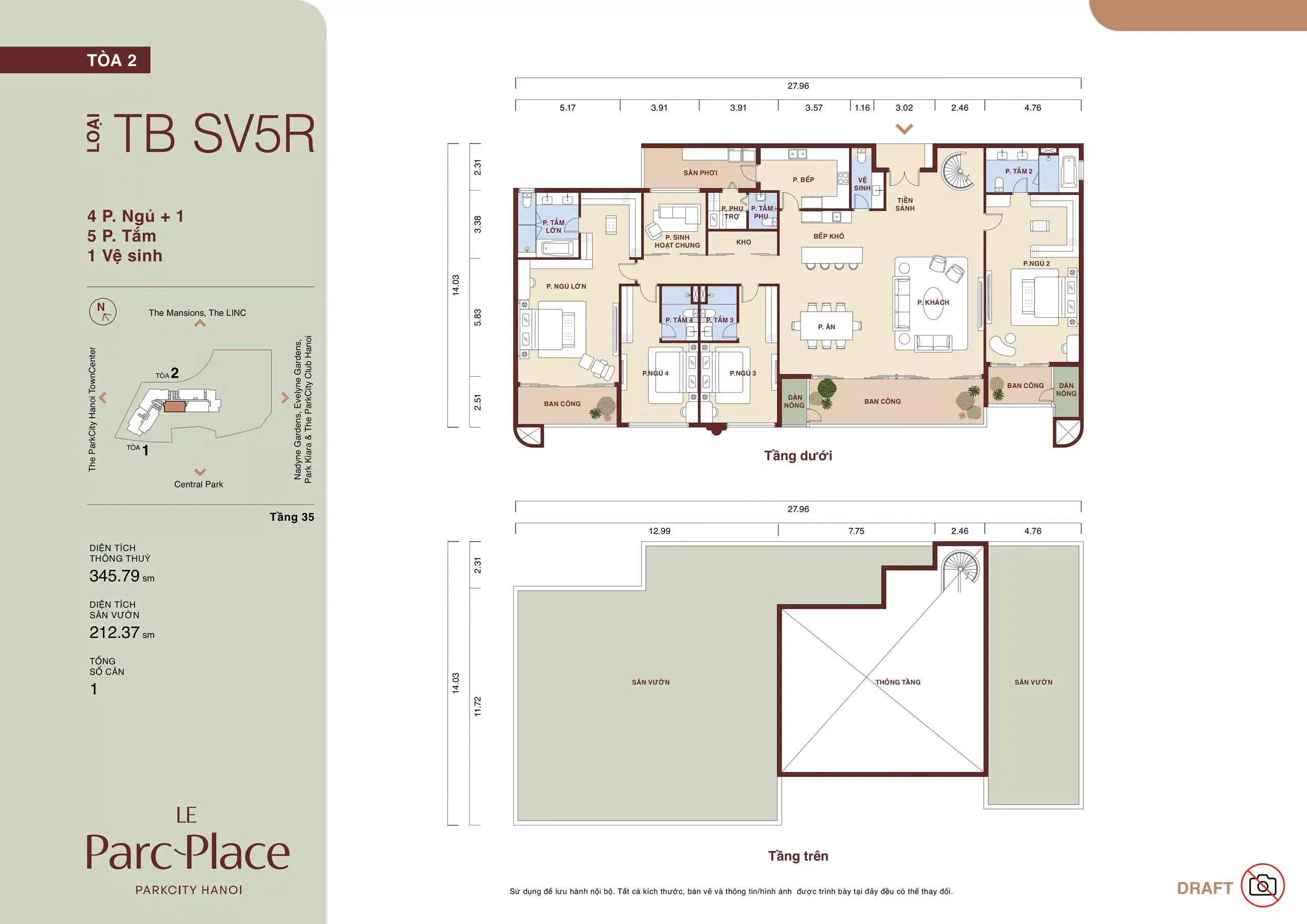 Mat bang sky villa TB SV5R Le Parc Place