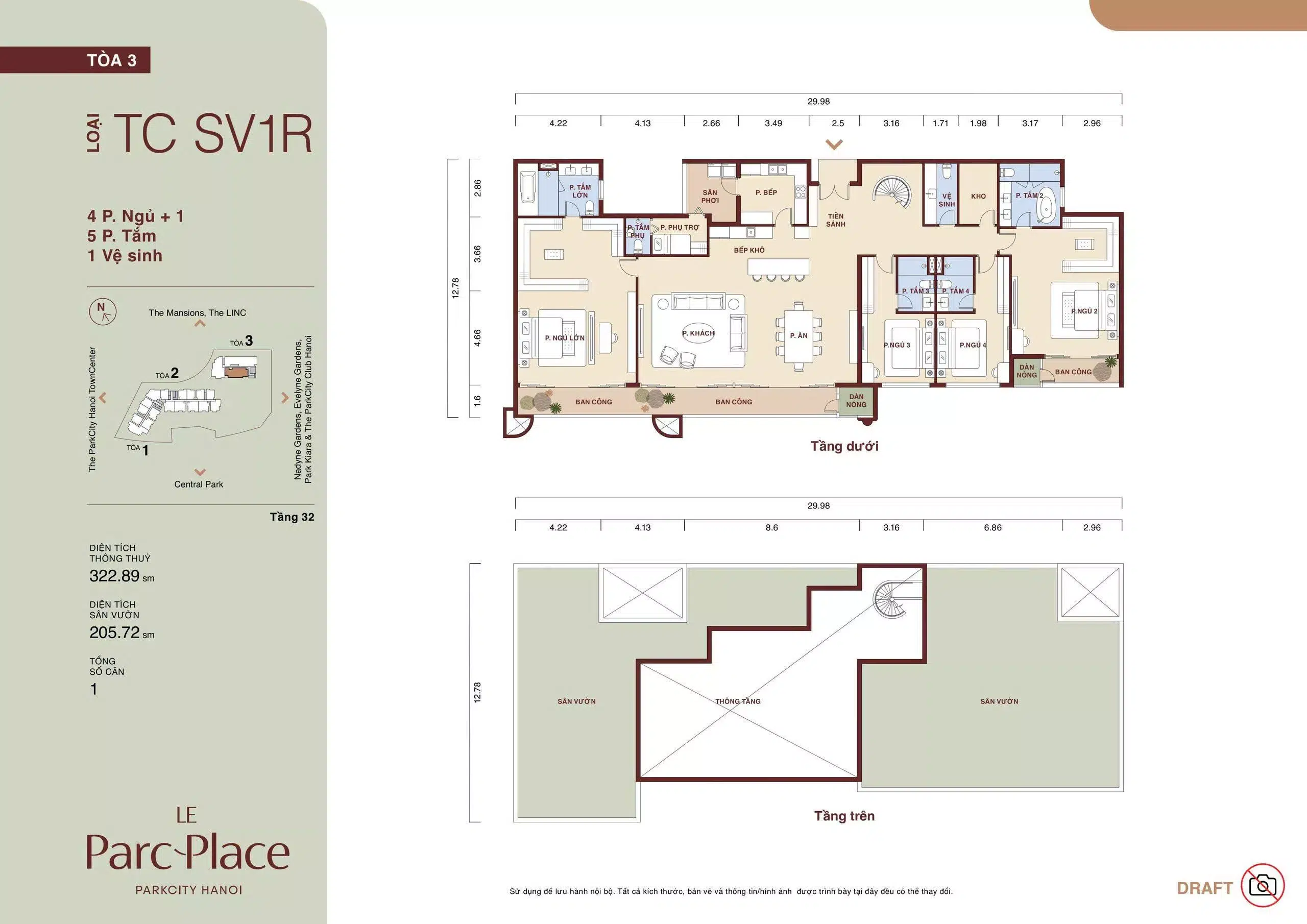 Mat bang sky villa TC SV1R Le Parc Place