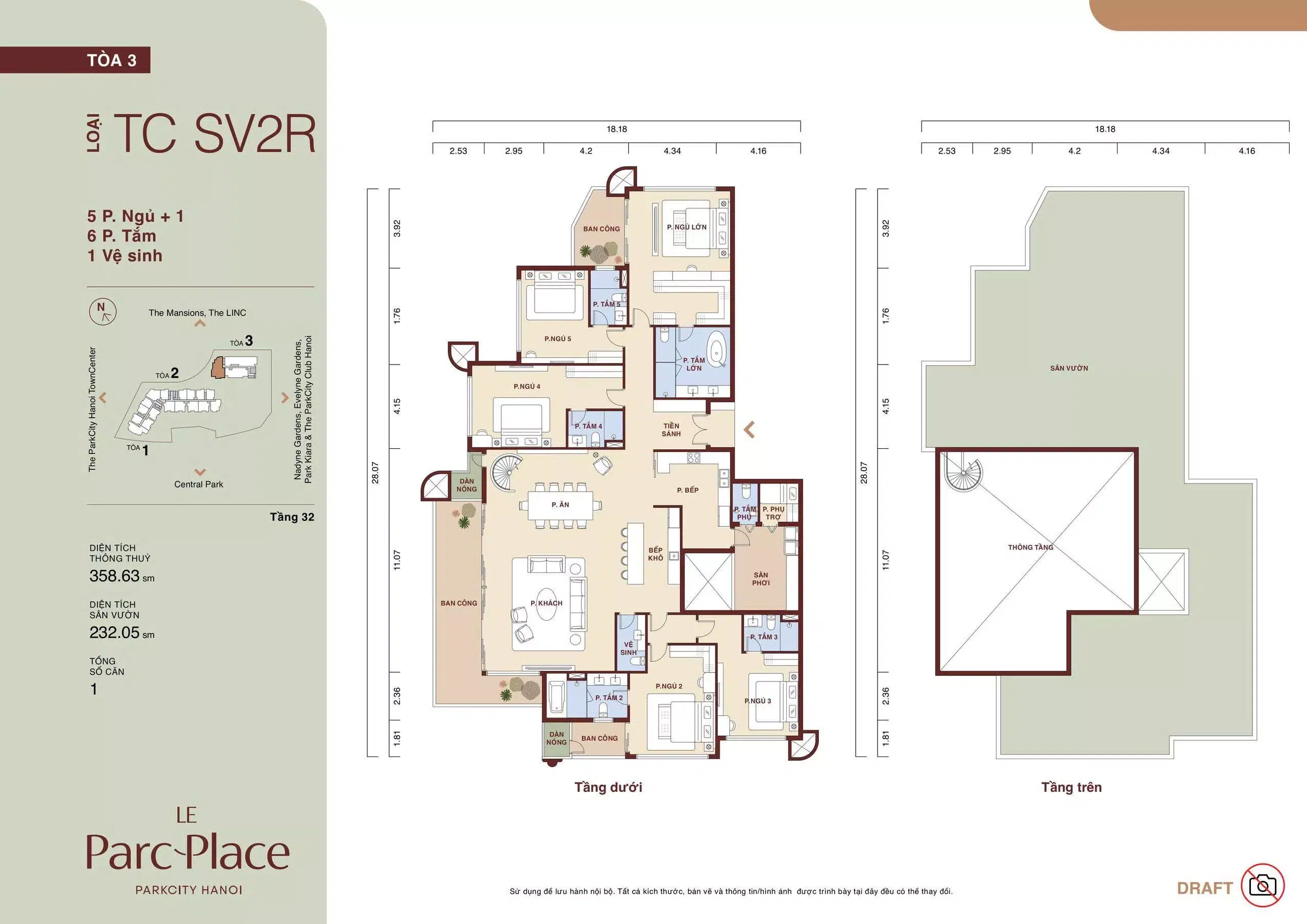 Mat bang sky villa TC SV2R Le Parc Place