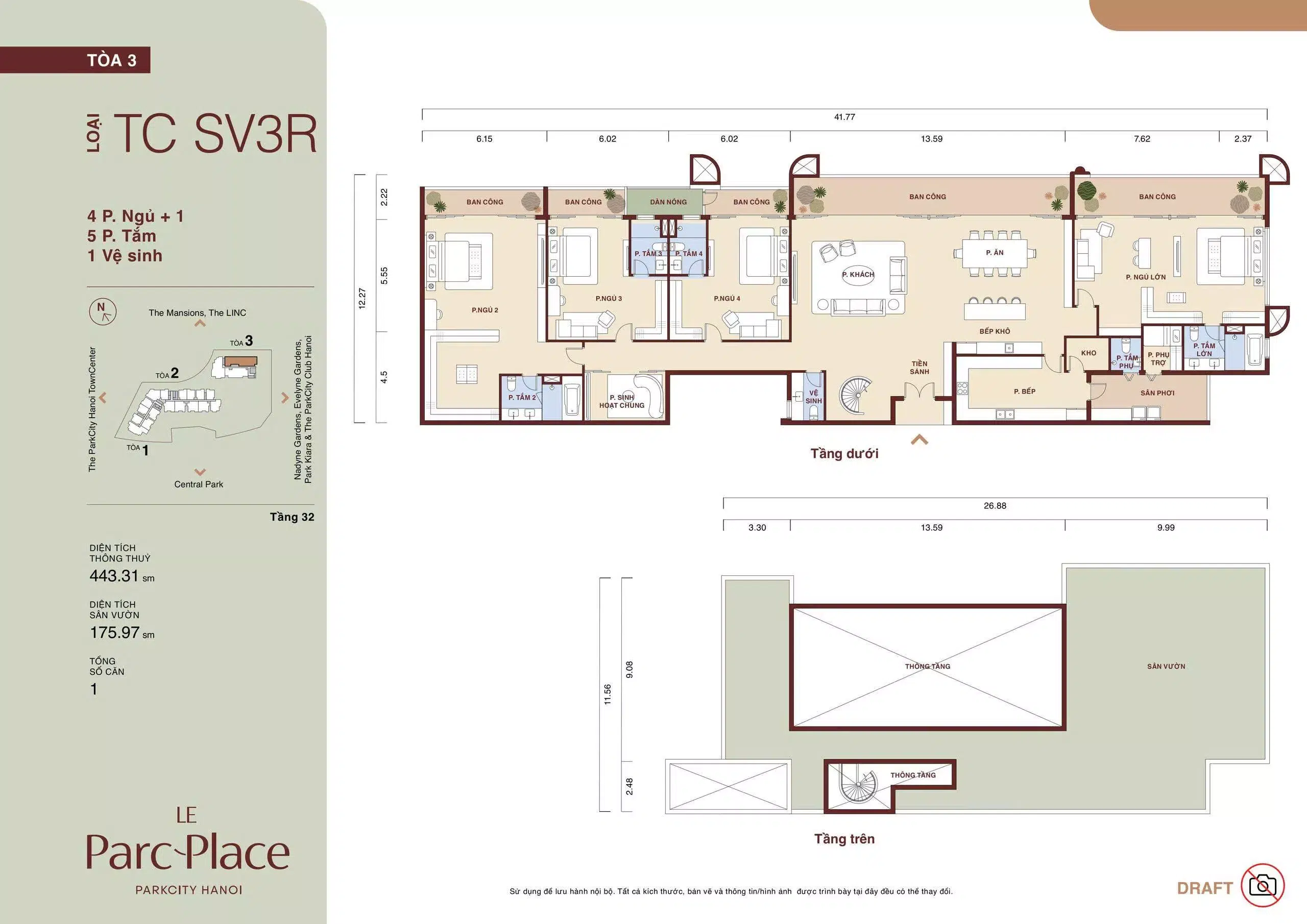 Mat bang sky villa TC SV3R Le Parc Place