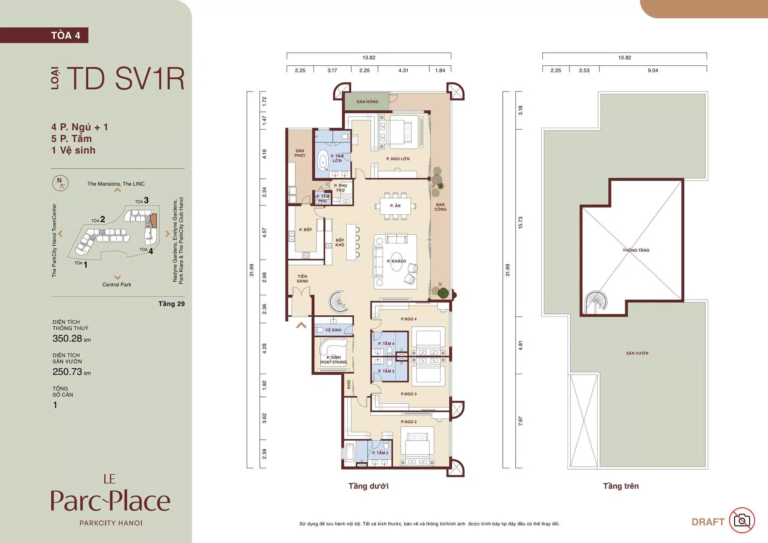 Mat bang sky villa TD SV1R Le Parc Place