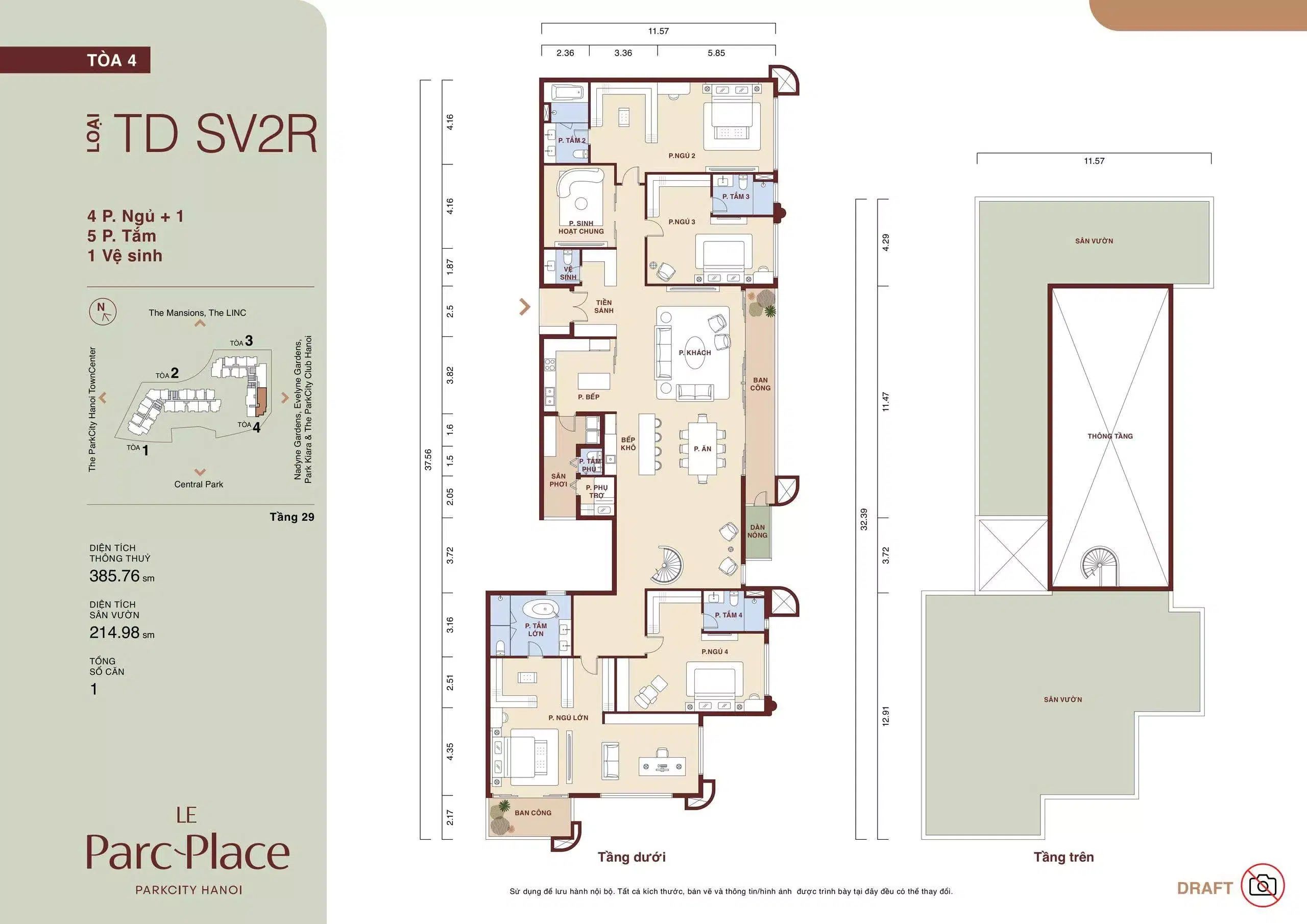 Mat bang sky villa TD SV2R Le Parc Place