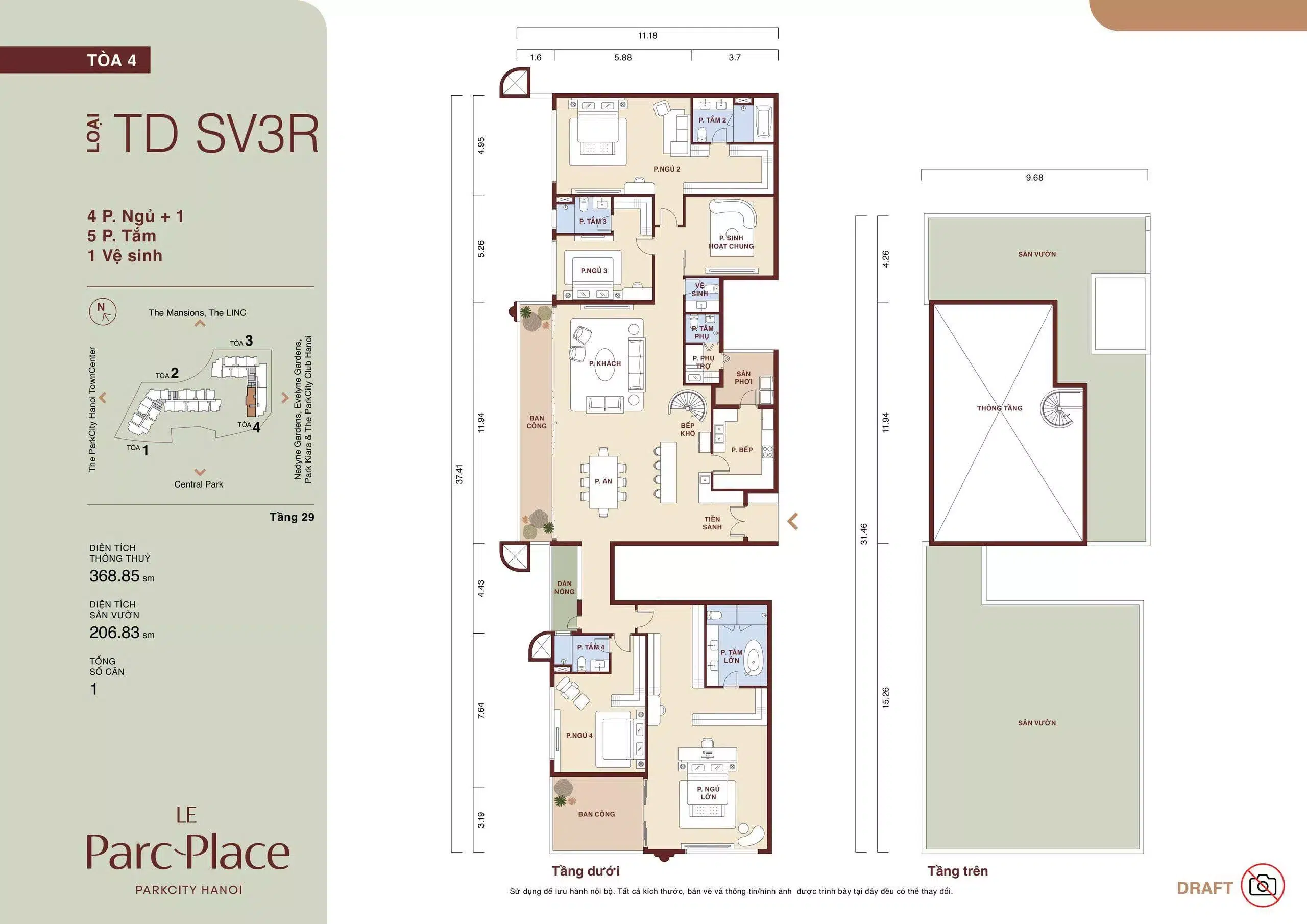 Mat bang sky villa TD SV3R Le Parc Place