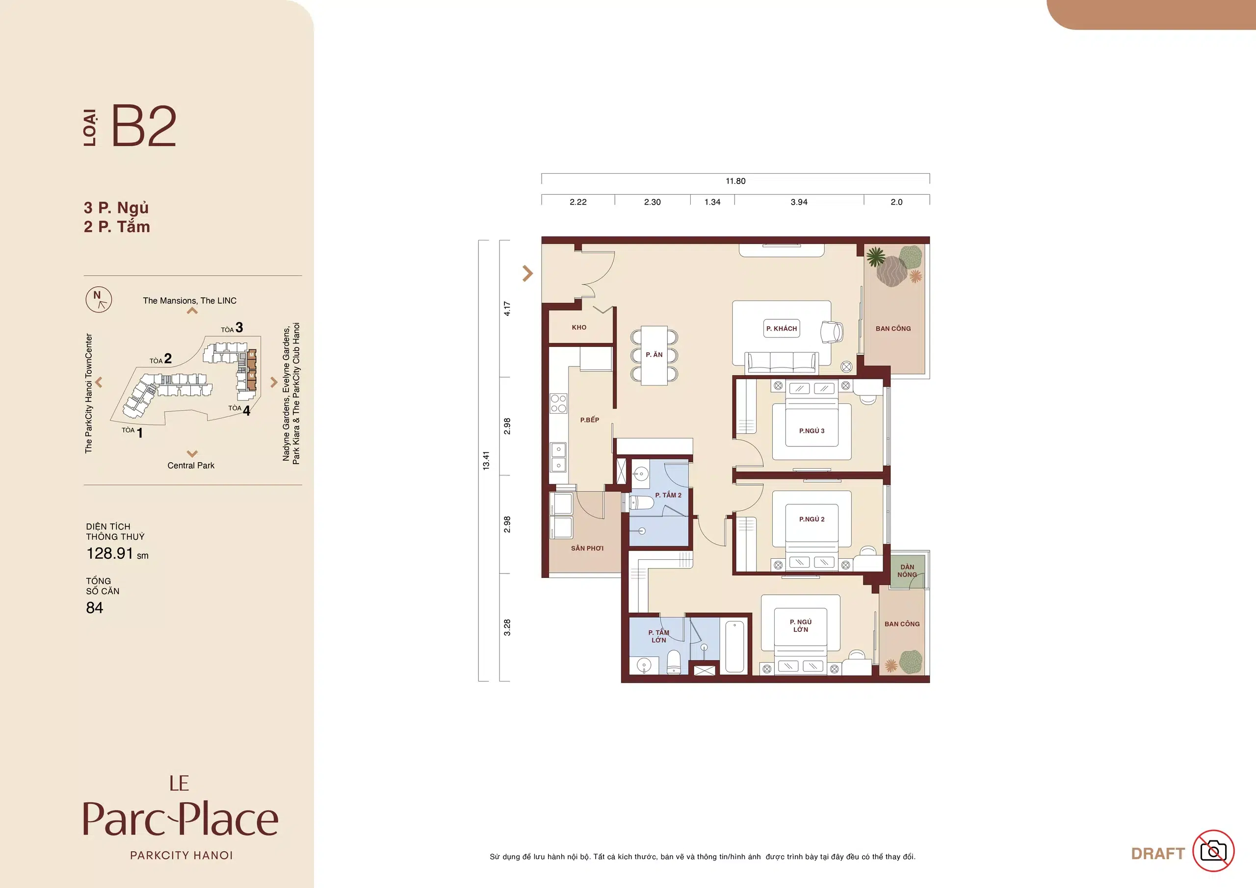 mat-bang-thiet-ke-3PN-B2-Le-Parc-Place Mat bang thiet ke 3PN B2 Le Parc Place