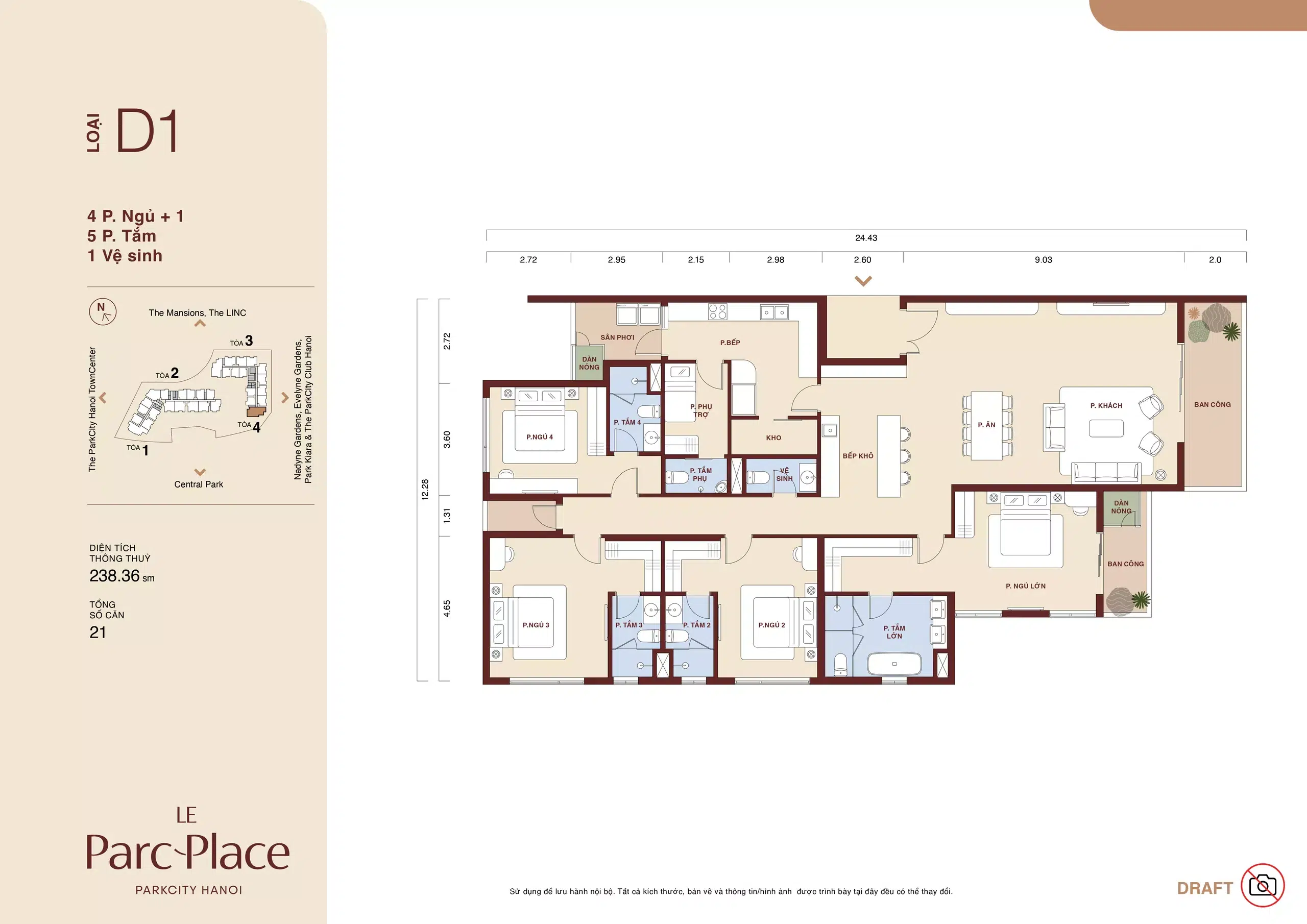 Mat bang thiet ke 4PN1 D1 Le Parc Place