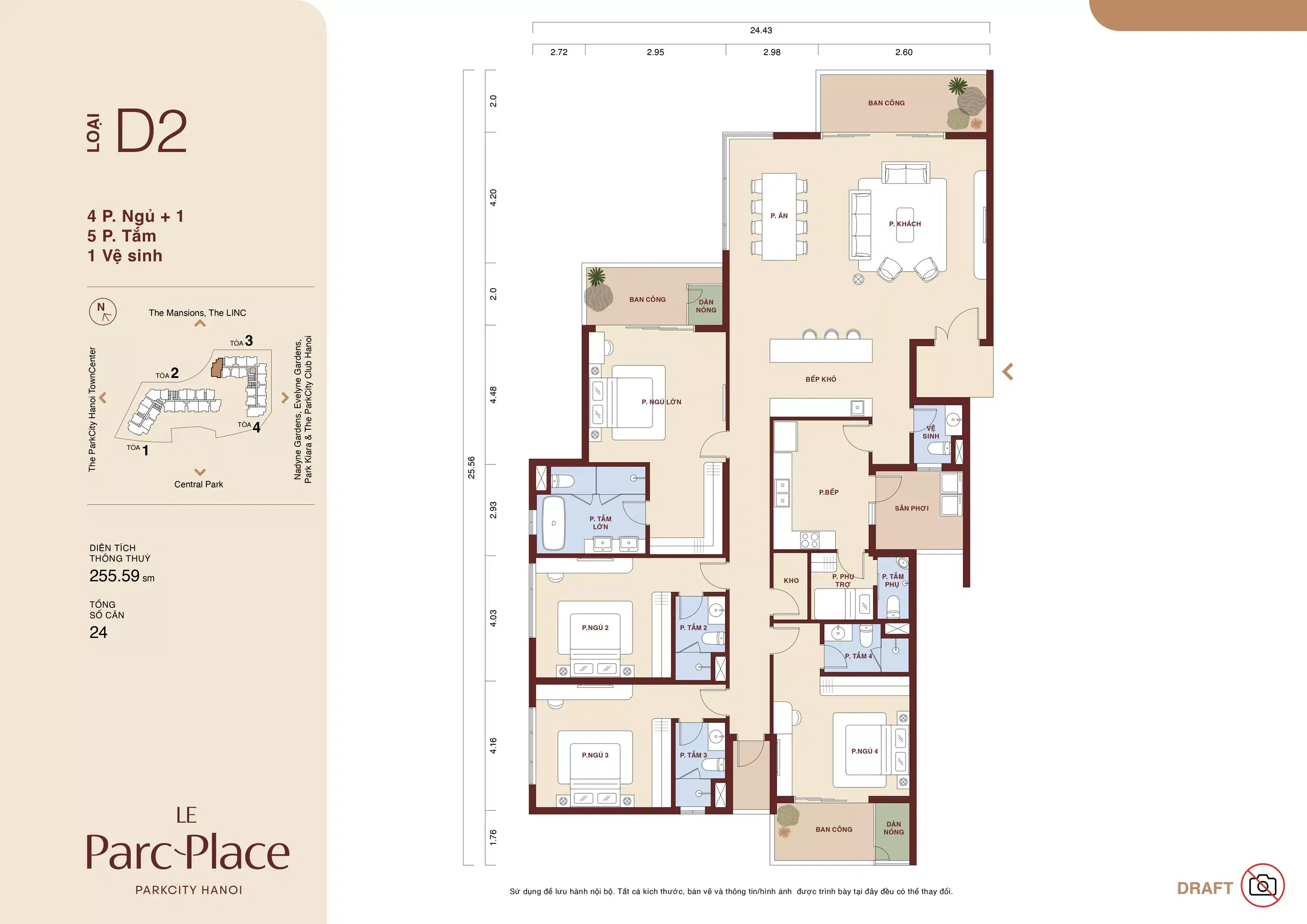 Mat bang thiet ke 4PN1 D2 Le Parc Place